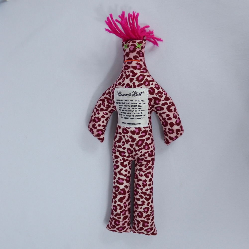 Dammit Doll Pink Cheetah Leopard Print Stress Relief Plush Toy Gift 12"
